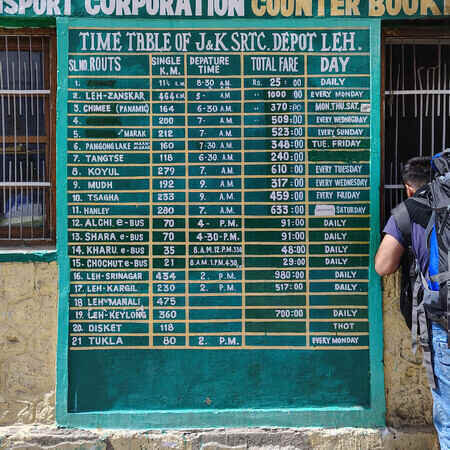 Time table of J&K SRTC Depot Leh